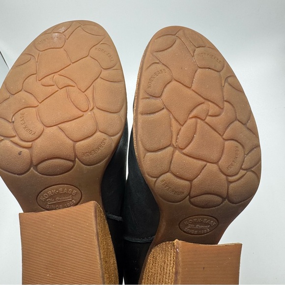 Kork Ease Chandra Bootie Women’s Size 8 Black Leather Boot Stacked Block Heel - Picture 9 of 11